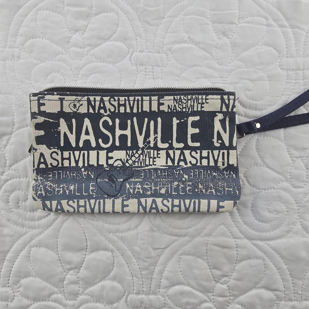 Robin Ruth Nashville Wristlet Zip Pouch Canvas Travel Wallet - Picture 4 of 4